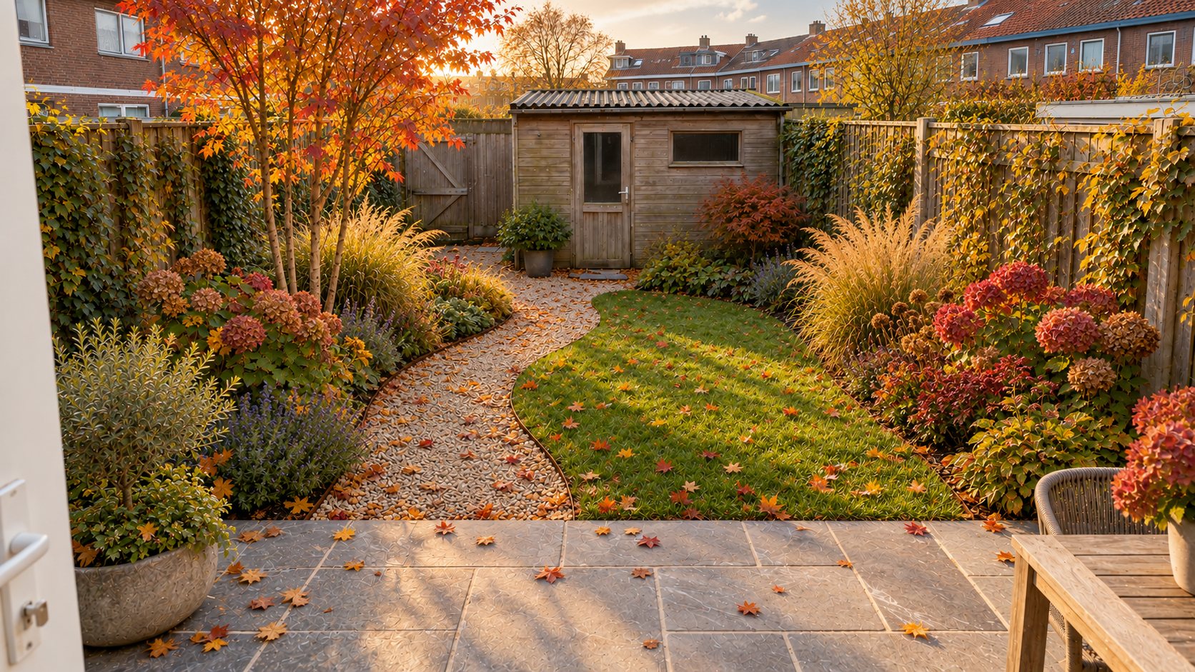 De tuin in de herfst